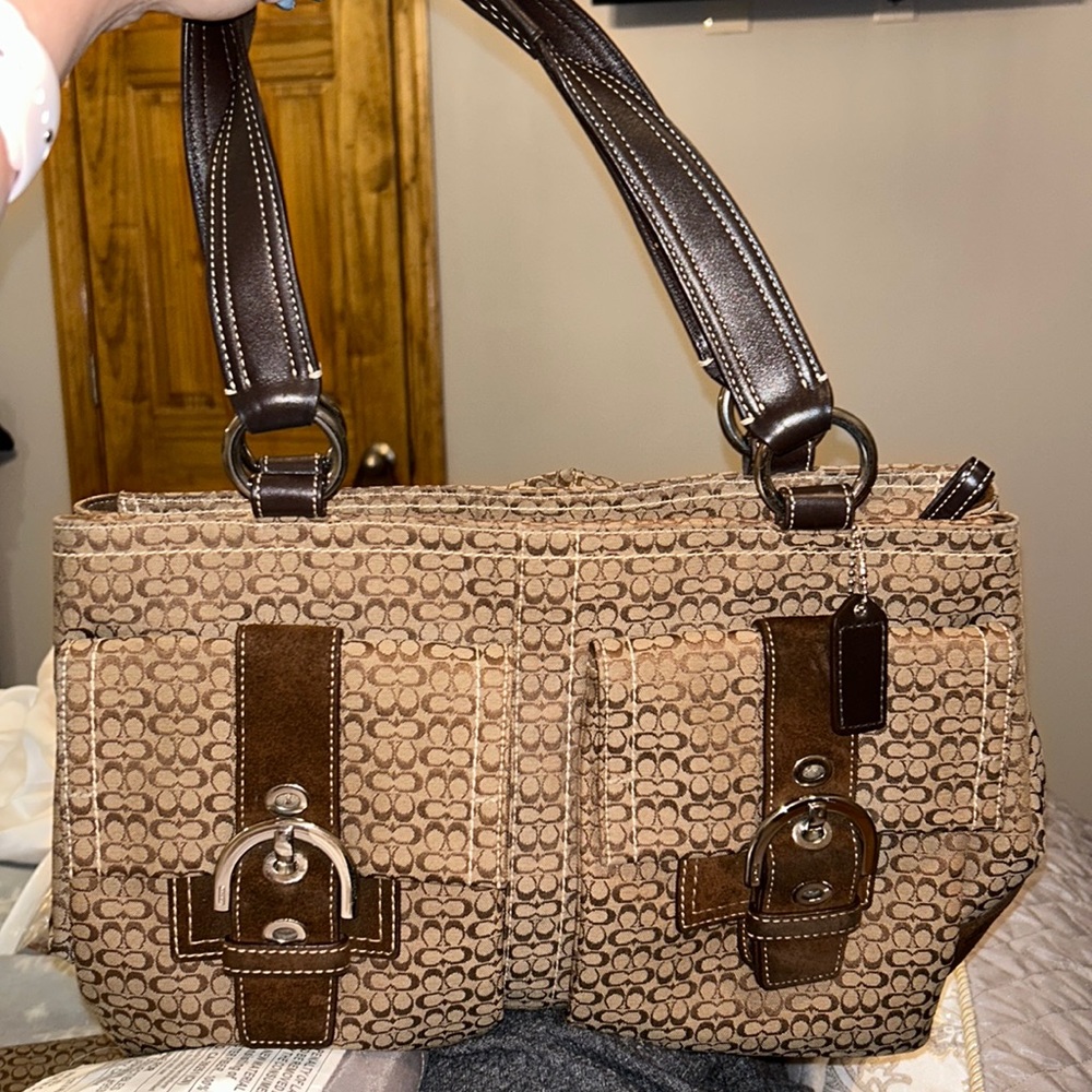 Vintage Brown Coach Bag and Wallet Set